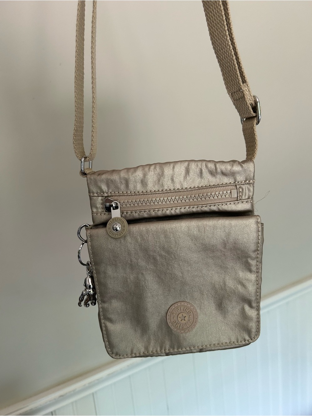 Kipling New Eldorado Mini Crossbody Bag - Metallic Glow (Champagne Gold)